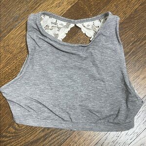Chic Gray Lace Back Crop Top